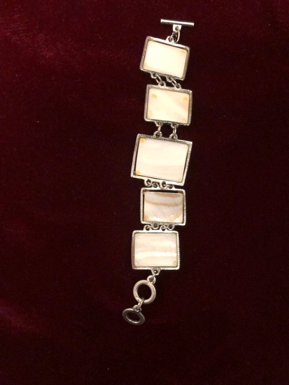 Vintage silver-crossed mother of pearl bracelet - Picture 4 of 4